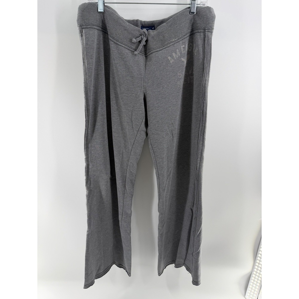 Vintage Y2K American Eagle Wide Leg Joggers L Large sweatpants Gray